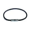 Black Leather Bracelet with Rhodium Plated Clasp