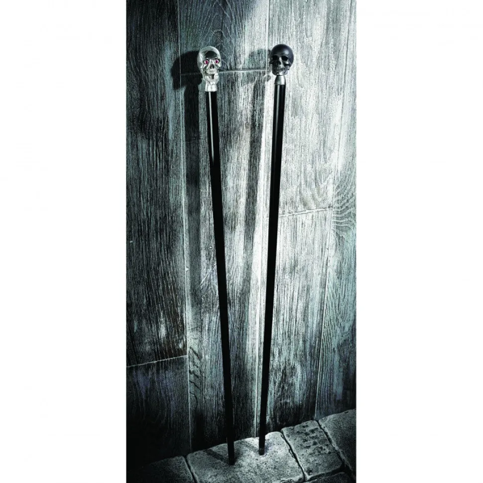 Black Walking Stick with Matte Black Skull Head