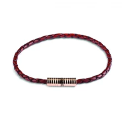 Brown Leather Bracelet with Rose Plated Clasp