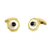 18ct Gold Octagonal Cufflinks with Mother-of-Pearl and Large Sapphire
