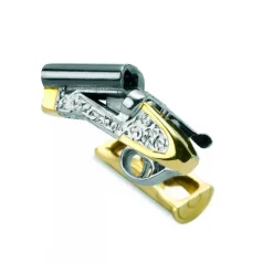 18ct Gold Shotgun Cufflinks with Cocked Barrel and Cartridge Fitting