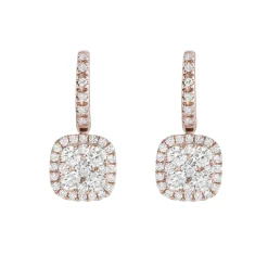 18ct Rose Gold Cushion Diamond Earrings
