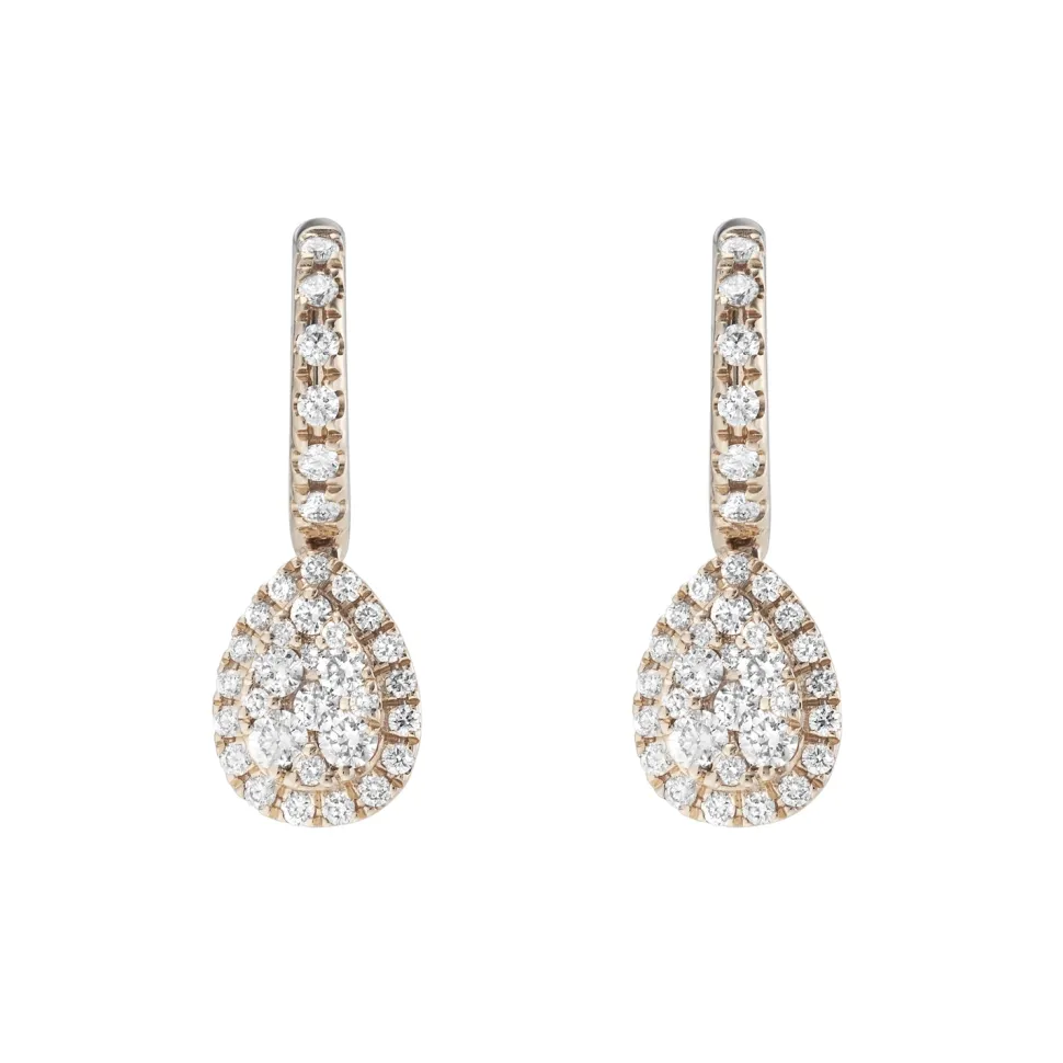 18ct Rose Gold Diamond Drop Earrings