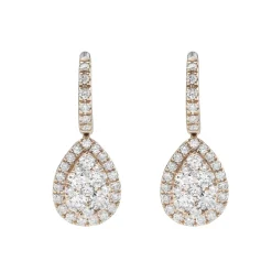 18ct Rose Gold Diamond Drop Large Earrings