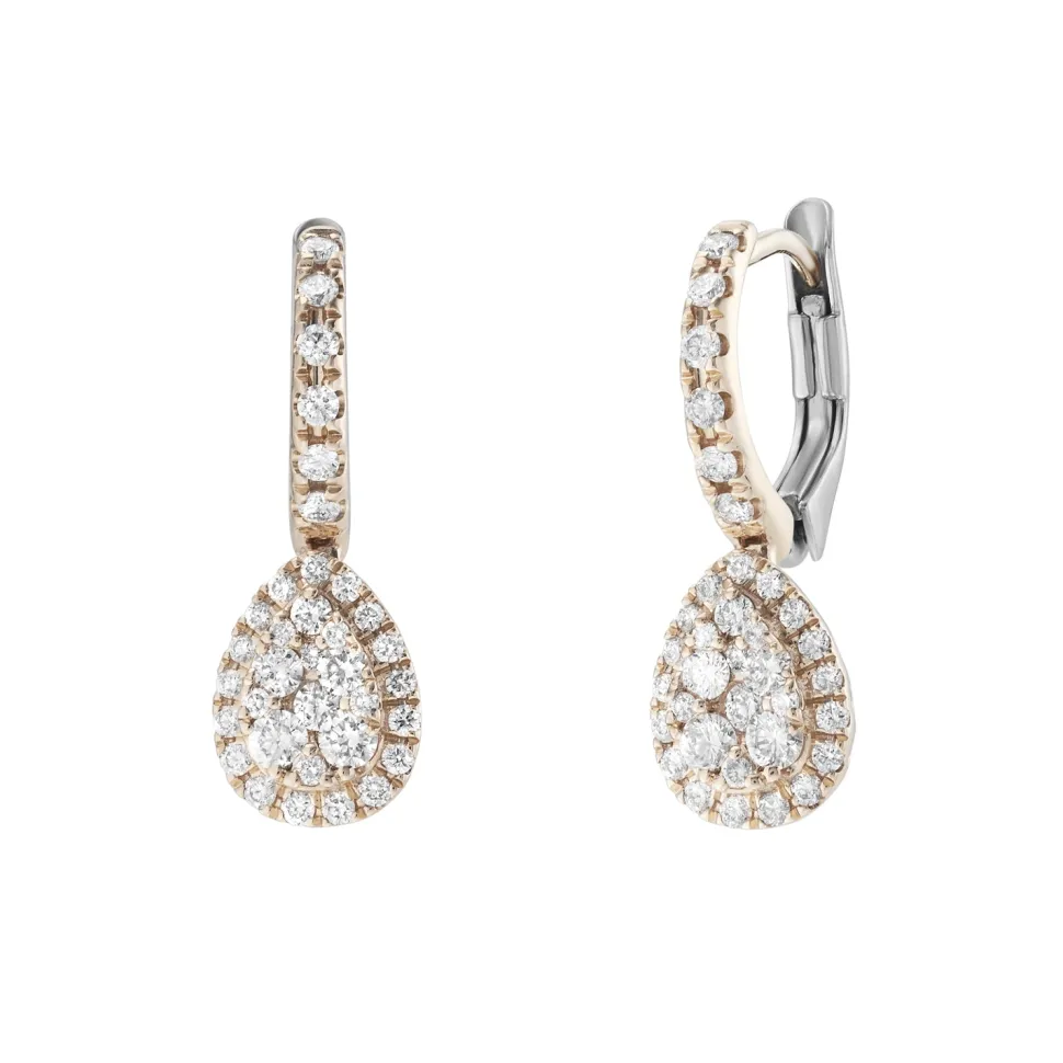 18ct Rose Gold Diamond Drop Earrings