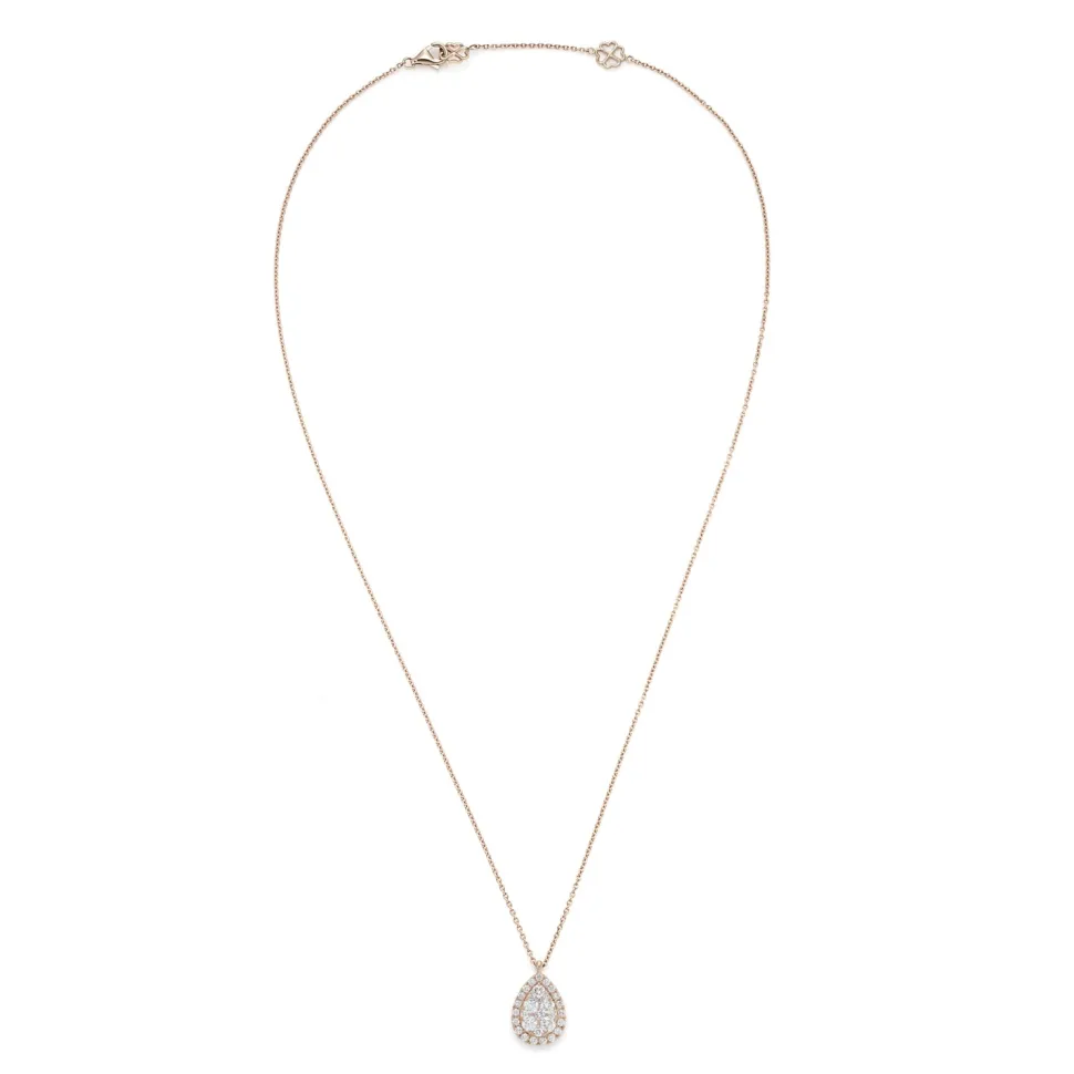 18ct Rose Gold Diamond Drop Small Pendant