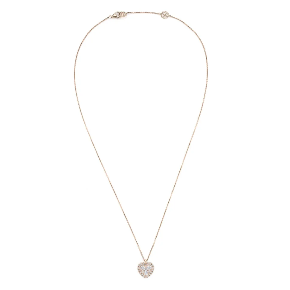 18ct Rose Gold Heart Diamond Pendant