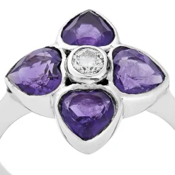 18ct White Gold Amethyst and Diamond Cluster Ring
