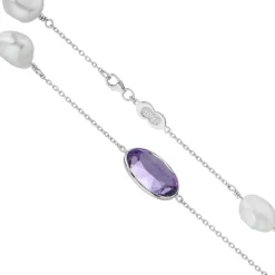 18ct White Gold Amethyst And Pearl 22" Necklace