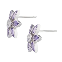 18ct White Gold Amethyst and Diamond Cluster Earrings