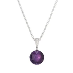 18ct White Gold Amethyst Bead And Diamond Pendant