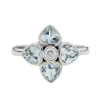 18ct White Gold Aquamarine and Diamond Cluster Ring