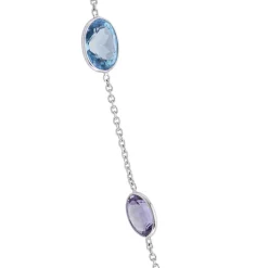 18ct White Gold Blue Topaz and Amethyst Necklace