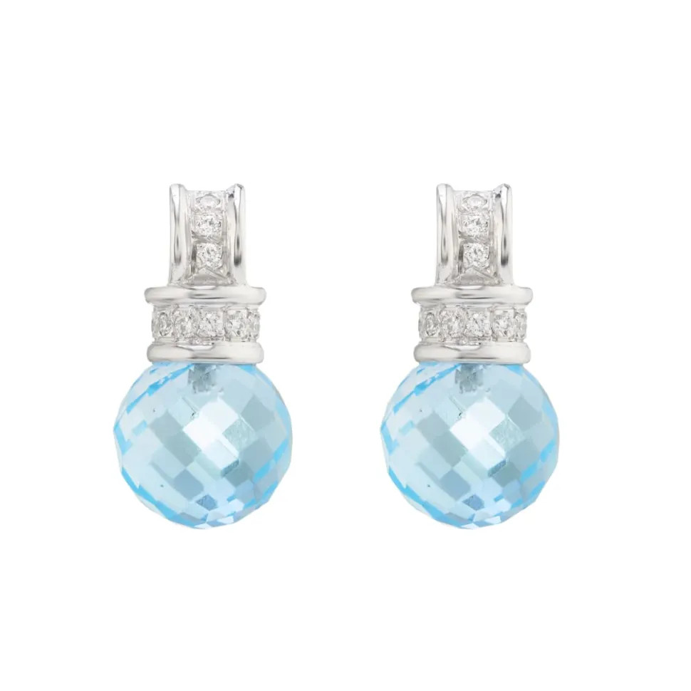 18ct White Gold Briolette Topaz And Diamond Earrings