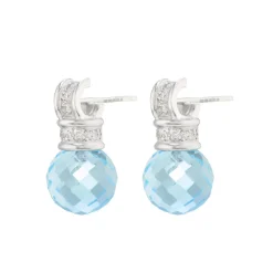18ct White Gold Briolette Topaz And Diamond Earrings