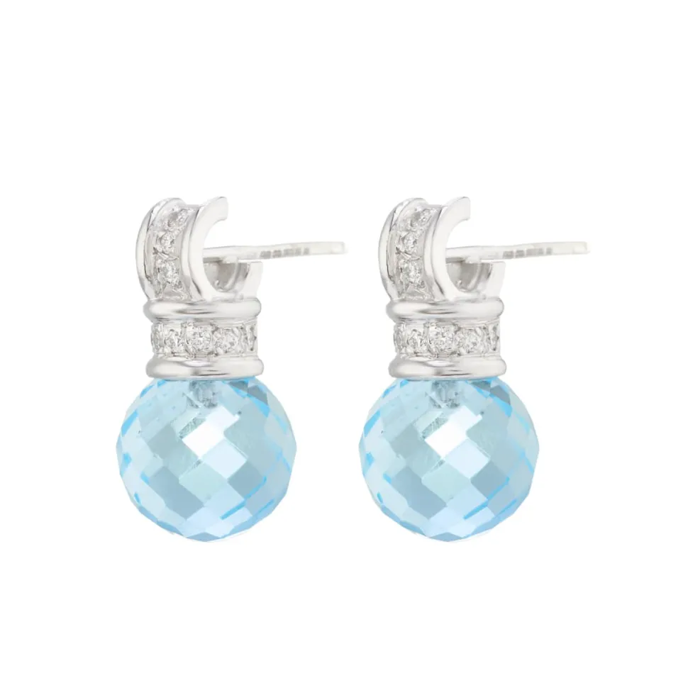 18ct White Gold Briolette Topaz And Diamond Earrings