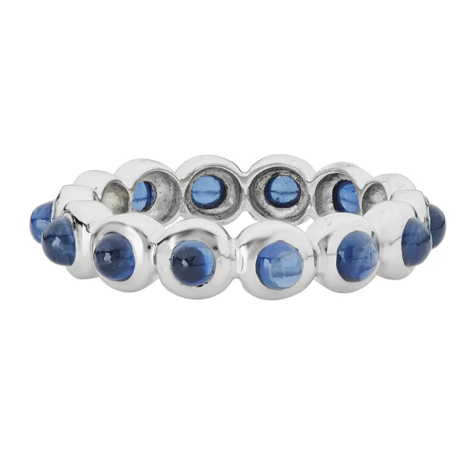 18ct White Gold Cabochon Sapphire Eternity Ring