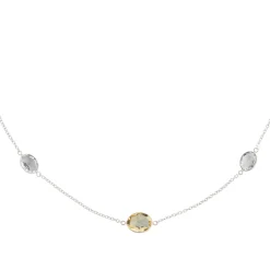 18ct White Gold Citrine And Crystal Spectacle Necklace