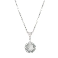 18ct White Gold Crystal Bead And Diamond Pendant