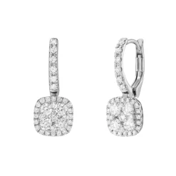 18ct White Gold Cushion Diamond Earrings