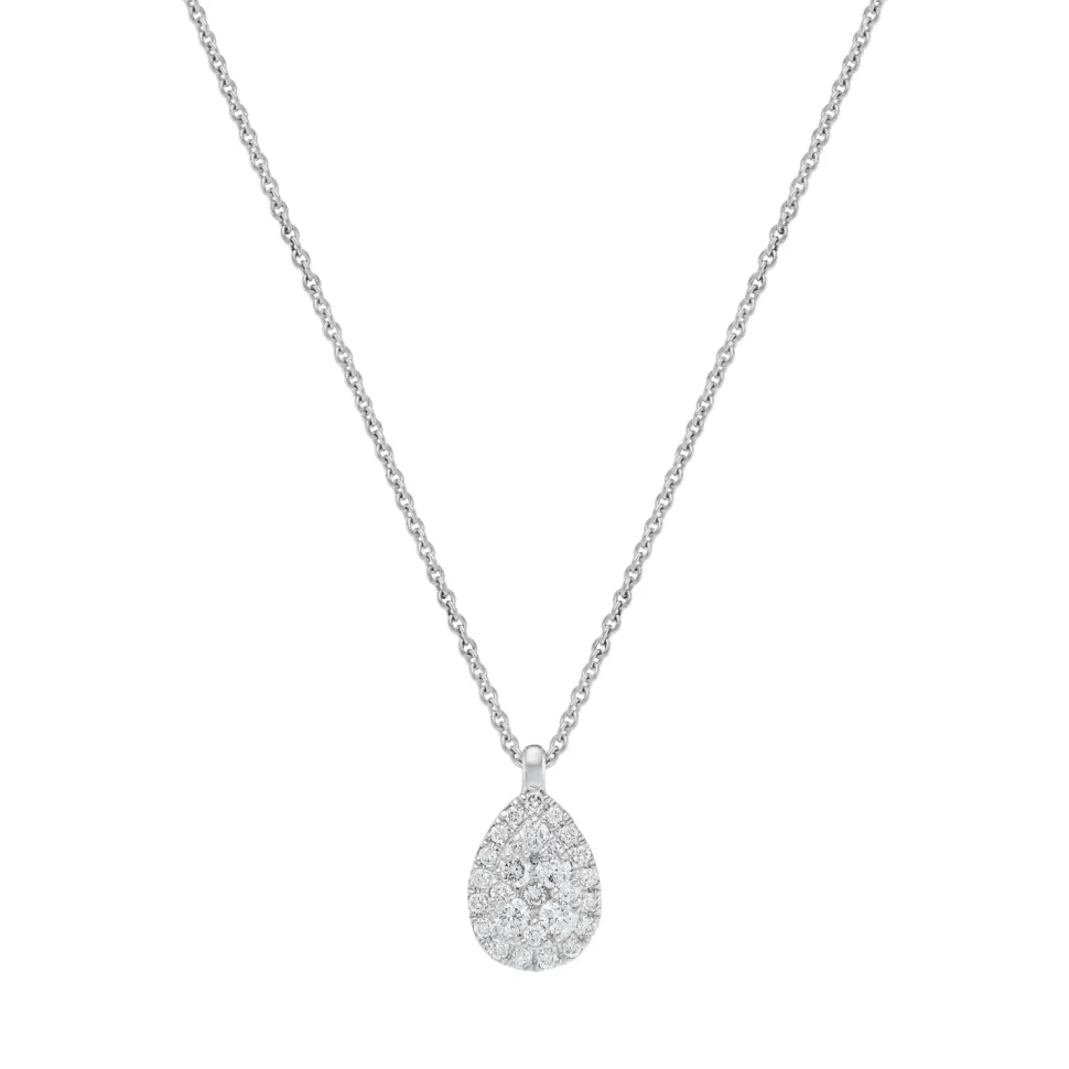 18ct White Gold Diamond Drop Small Pendant