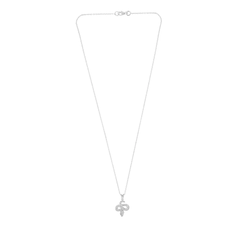 18ct White Gold Diamond Snake Pendant With Ruby Eyes