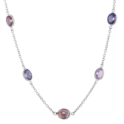 18ct White Gold Fancy Colour Sapphire Necklace