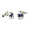 18ct White Gold Fish Cufflinks With Blue Enamel And Sapphire Ends