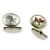 18ct White Gold Hand-painted Rock Crystal Polo Player Cufflinks
