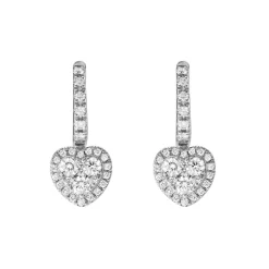 18ct White Gold Heart Shaped Diamond Earrings