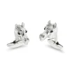 18ct White Gold Horse Head Cufflinks With Onyx Eyes