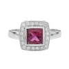 18ct White Gold Rubellite And Diamond Ring with Blue Sapphires