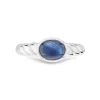 18ct White Gold Sapphire Ring With Twist Detail Shoulders