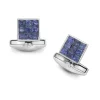 18ct White Gold Sapphire Small Square Cufflinks