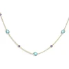 18ct Yellow Gold Amethyst and Blue Topaz Necklace
