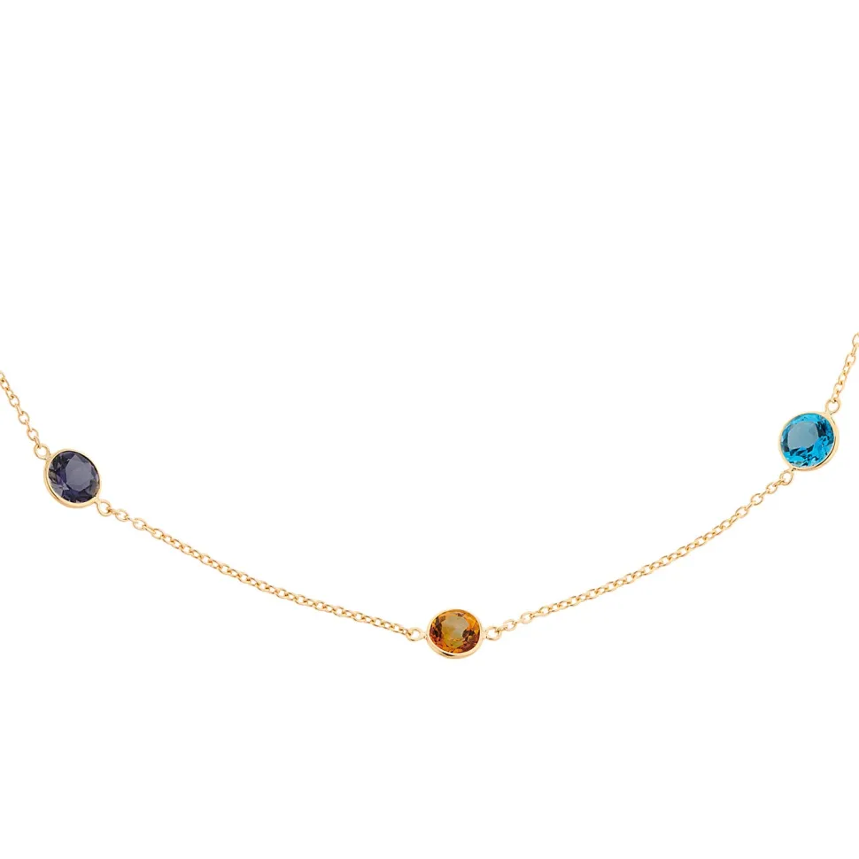18ct Yellow Gold Assorted Gemstone Spectacle Necklace