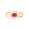 18ct Yellow Gold Cabochon Ruby Gypsy Ring