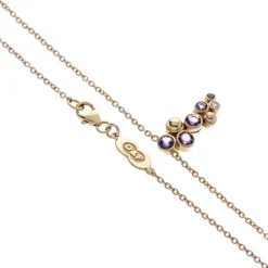 18ct Yellow Gold Cascade Amethyst and Diamond Drop Necklace