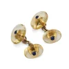 18ct Yellow Gold Chain Link Polished Bouton Citrine Cufflinks With Cab