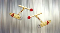 18ct Yellow Gold Cigar and Matchstick Cufflinks