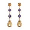 18ct Yellow Gold Citrine And Iolite Drop Earrings