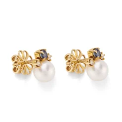 18ct Yellow Gold Cultured Pearl, Sapphire And Diamond Earrings