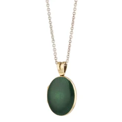 18ct Yellow Gold Dark Green Enamel Locket