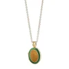 18ct Yellow Gold Dark Green And Brown Enamel Locket