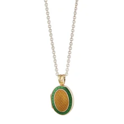 18ct Yellow Gold Dark Green And Brown Enamel Locket