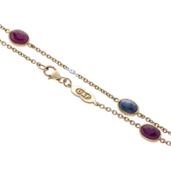 18ct Yellow Gold Diamond, Ruby and Sapphire Necklace