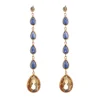 18ct Yellow Gold Diamond, Sapphire and Citrine Drop Earrings