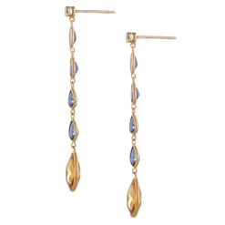 18ct Yellow Gold Diamond, Sapphire and Citrine Drop Earrings