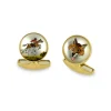 18ct Yellow Gold Hand-Painted Rock Crystal Fox And Hunter Cufflinks