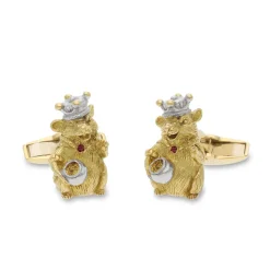 18ct Yellow Gold King Rat Cufflinks